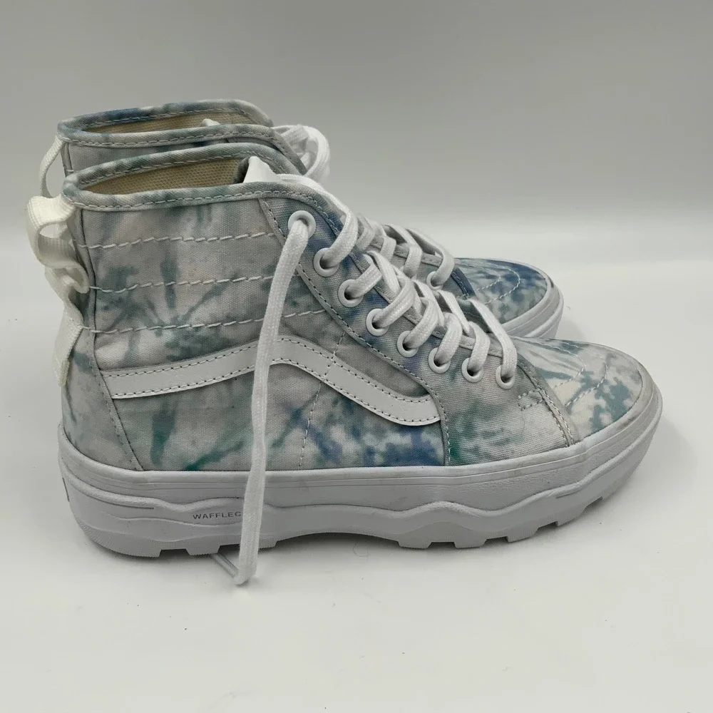 Vans Sk8-Hi Tapered Stackform Tie Dye Blue White Platform Sneakers Womens 6.5